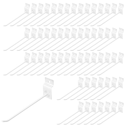 60Pcs 8 Inches Slatwall Hooks Assortment Set, Heavy Duty Metal Panel Display Slat Wall Hooks, Pegboard Gridwall Display Hangers for Garage Shop Retail Display Organization (White) - color: White, size: 8 Inches