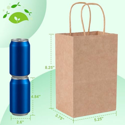 Johuivo 100 Pcs Brown Paper Bags, Kraft Paper Shopping Bag with Handles - color: Brown-Small-100Pcs