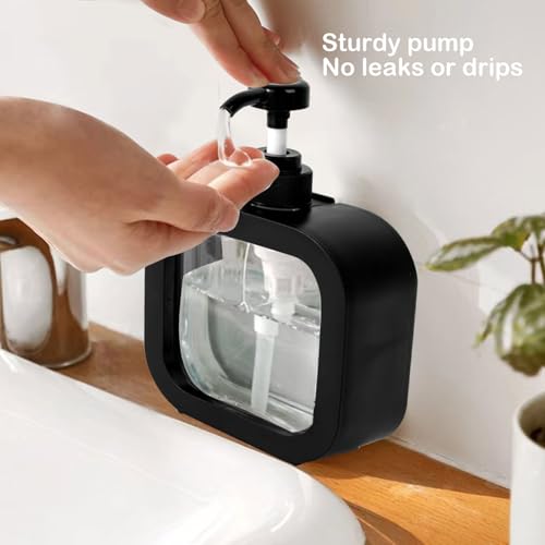 Soap Dispenser, Multifunctional, Bathroom & Kitchen, Liquid Dish Wash One-Hand Dispensing, Black, 17oz - color: Black, 17oz