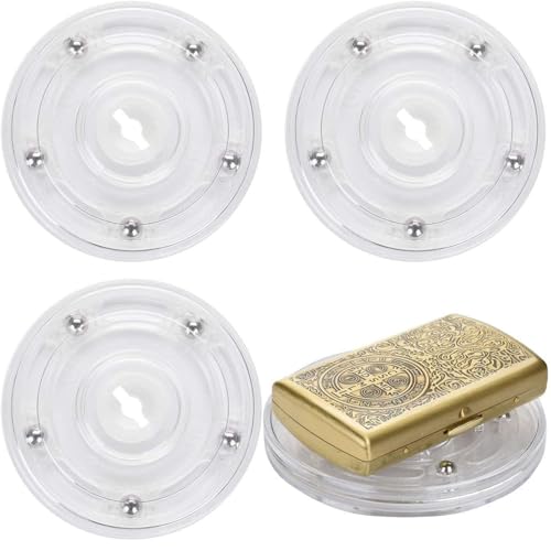 TamBee 4PC 4Inch Acrylic Lazy Susan Turntable Organizer Revolving Display Base White Acrylic for Spice Rack Table Cake Kitchen Pantry Decorating - size: 4 inch Clear