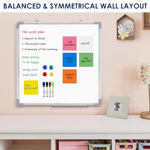 Whiteboard Set, 24x24 in White Board Dry Erase for Wall with Magnetic Notes - size: 24x24"