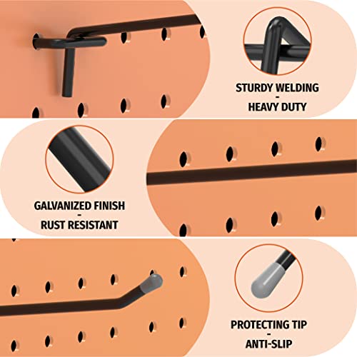HUHOLE 25 Pack 12 Inch Black Pegboard L Hooks for 1/4 Inch Pegboard - size: 12 Inch