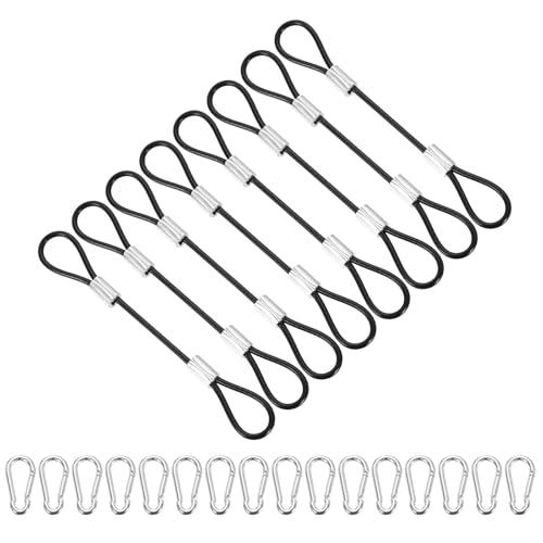 PATIKIL 5" Safety Cable Lock Security Wire Ropes w 16 Spring Buckle 8Pcs - color: Black, size: 5 Inch