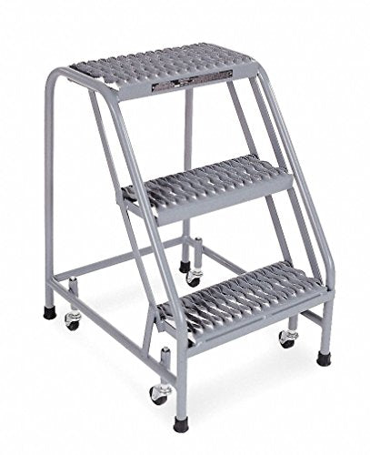 Cotterman 1003N1820A3E10B3C1P1 All Welded Ready to Use Rolling Steel Safety Ladder, 3-Step, 30" Top Step Height, Serrated Tread, 450 lb Capacity