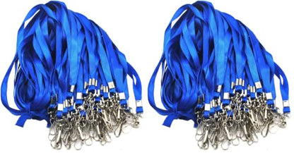 Beebel Blue Lanyards 100 Pcs Lanyard for Id Badges Flat Lanyard with Badge Clip with J-Hook (Pack of 2) - color: Blue, size: 200 Pack