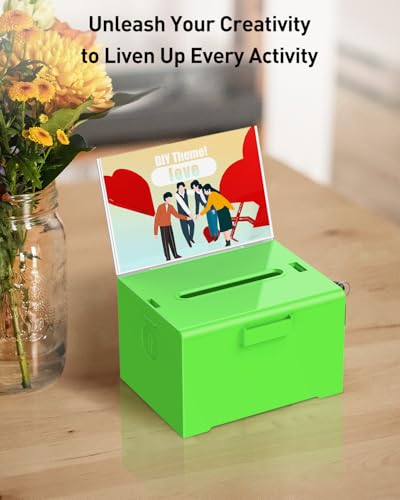 Uniclife 6.2"x 5" x 4" Green Acrylic Donation Box with Lock and Slot - color: Green, size: 1 Pack