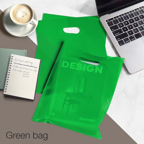 Choice Marts 100 Green Plastic Bags With Handles 9x12 Merchandise Bags - color: Green