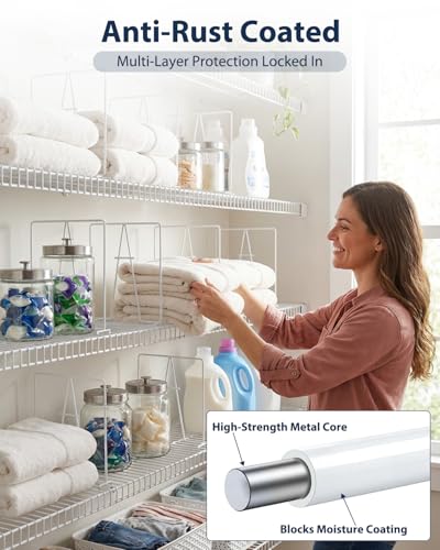 Supforce 4 Pack Wire Shelf Dividers for Closet, 12 x 12in, White - color: White