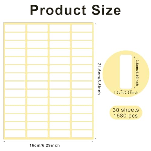 1680 Pcs Rectangle Labels 0.5" x 1.5" White Writable Name Label Stickers Blank Paper Stickers Self-Adhesive File Folder Labels for Document Bottle Cup School Office Classification - color: 1680pcs 38x13 Mm