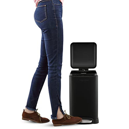 happimess Betty Retro Mini 3.2 Gal Step Trash Can, Charcoal Black - color: Black