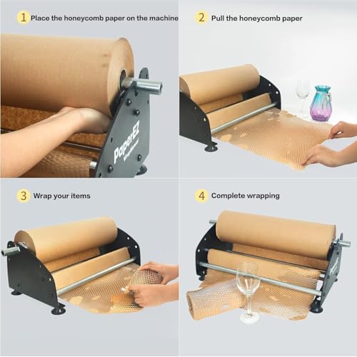 Honeycomb Packing Paper Roll Dispenser, Kraft Wrapping Paper Holder Manual Machine for Small Business, Improve Packing Efficiency, Dispenser Only