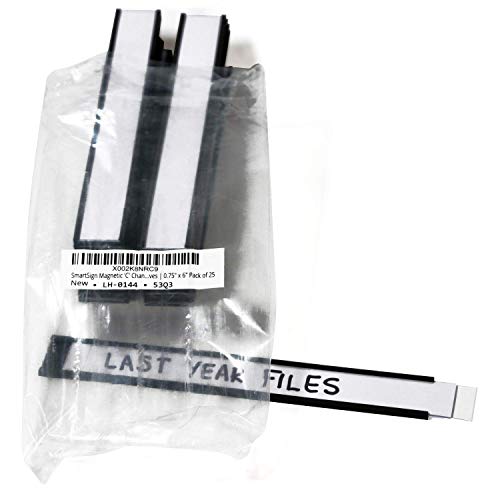 SmartSign Magnetic 'C' Channel Label Holders for Metal Racks and Shelves | 0.75" x 6" Pack of 25 - size: 0.75" x 6"