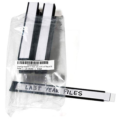 SmartSign Magnetic 'C' Channel Label Holders for Metal Racks and Shelves | 0.75" x 6" Pack of 25 - size: 0.75" x 6"