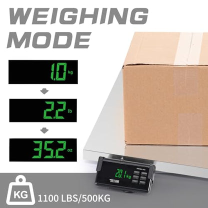 TUFFIOM 1100Lbs x 0.2Lbs Postal Digital Livestock Scale, Electronic Stainless Steel Platform Heavy Duty Vet Animal Scale,Dog Pig Goat Sheep Scale, Silvery