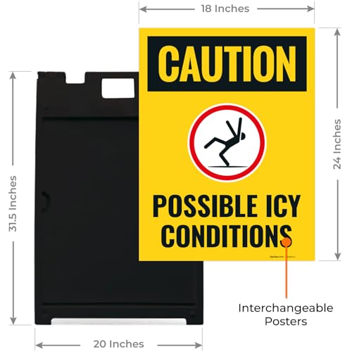 Caution Possible Ice Conditions Sign Kit, - size: 18x24 Inches, style: A-frame + 2 Panel Kit