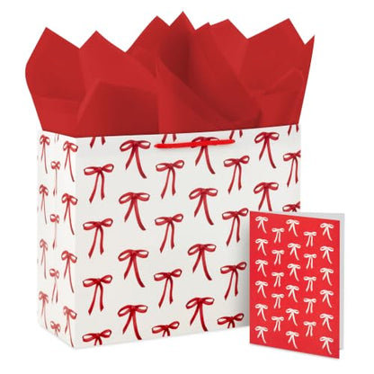 Hallmark 10" Large Gift Bag with Tissue Paper and Blank Card (Red Bows) - style: Red Bows