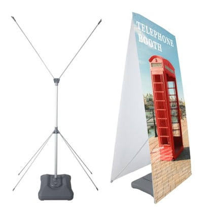 YDisplay Double Sided X Banner Stand with Water Base Adjustable Fit Banner Size from 23"X63" to 32"X78" for Outdoor Sidewalk,Trade Show & Retail Advertising