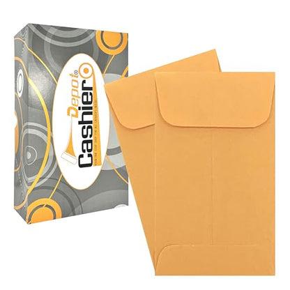 500 Cashier Depot - #7 Coin Envelopes, 3.5 x 6.5 Inches, Brown Kraft Paper, Gummed Flap Closure, for Cash, Receipts and Small Parts Storage, 500 Count