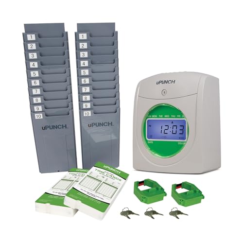 uPunch HN3500 Advanced Time Clock Bundle for Small Business: Complete Employee Time Tracking System with 100 Time Cards, 2 Racks, 2 Ribbons, and 6 Keys - style: HN3500 Bundle