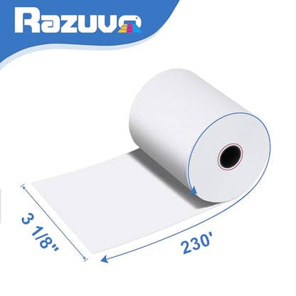 3 1/8 X 230 Thermal Receipt Paper Rolls- Fits All Pos Cash Registers, For Clover POS Cash Register Printers-Premium Quality German Paper- 50 Rolls - size: 50 Rolls- 3 1/8 x 230 thermal paper