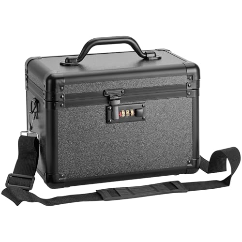 Large Lock Box - 13.4x7.5x8.3 Inch Lockable Security Storage Case with Combination Lock, Locking Medicine Box for Personal Items, Passports and Pills, Lockbox for Home Office, Black - color: Black, size: Large-14in