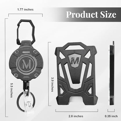 2 Pack Heavy Duty Retractable Keychain with Tactical ID Card Holder