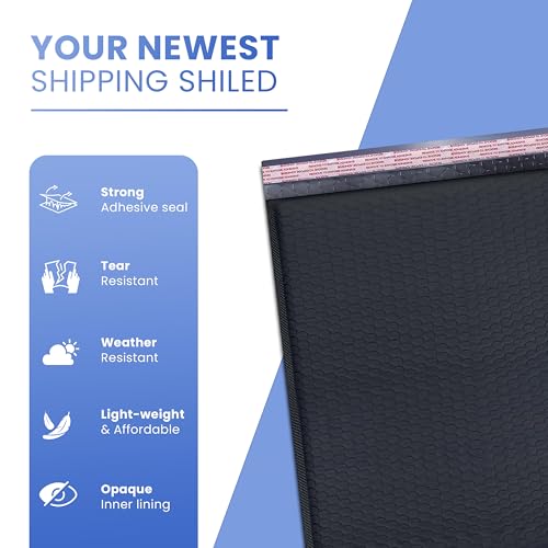 Black Bubble Mailers 10.5x16, Self Seal Poly Padded Envelopes #5, 100 Pack - color: Black, size: 10.5"x16" / 100 Pack