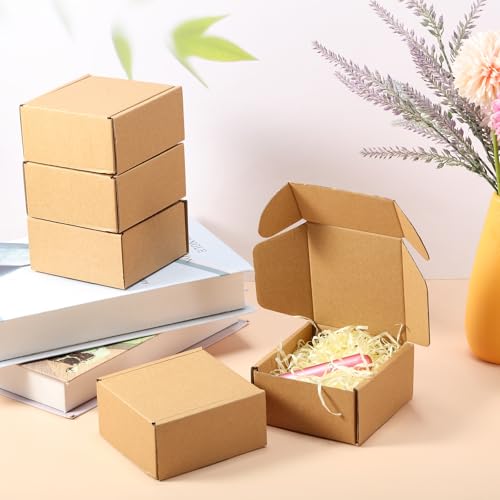 Qilery 100 Pcs 4x4x2'' Shipping Boxes Corrugated - size: 4x4x2''