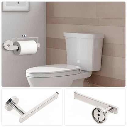 NearMoon 5 Pieces Bathroom Hardware Set 304 Stainless Steel, Square Towel Rack Kit - 24" Towel Rod + Towel Ring + Toilet Paper Holder + 2 Robe Hooks, Wall Mounted Bath Accessories (Chrome Finish) - color: Chrome Finish, size: 24 inch