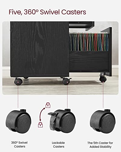 VASAGLE 3-Drawer Lateral File Cabinet, Home Office Printer Stand - color: Ink Black, size: 3 Drawers