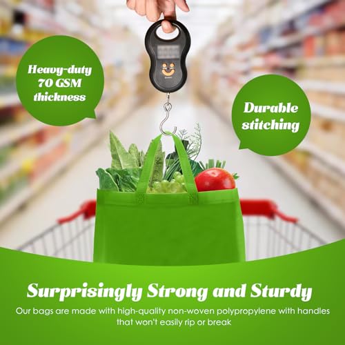 Reginary 50 Pcs Reusable Tote Bags Shopping Bags Non Woven, Green Fruit - color: Green Fruit