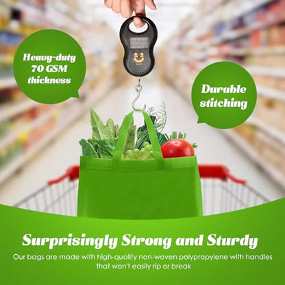 Reginary 50 Pcs Reusable Tote Bags Shopping Bags Non Woven, Green Fruit - color: Green Fruit