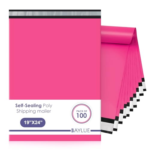 Hot Pink Poly Mailers 19x24, Shipping & Mailing Bags, 100 Pack Bulk - color: Hot Pink, size: 19x24/ 100 Pack
