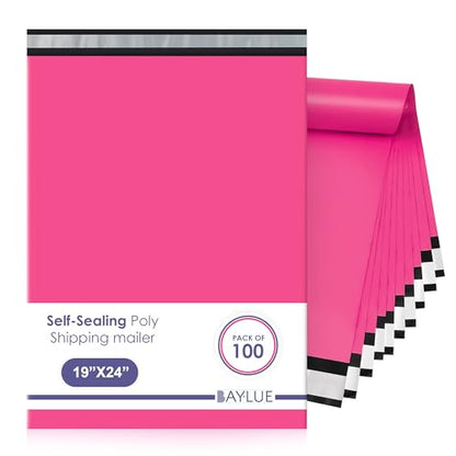 Hot Pink Poly Mailers 19x24, Shipping & Mailing Bags, 100 Pack Bulk - color: Hot Pink, size: 19x24/ 100 Pack
