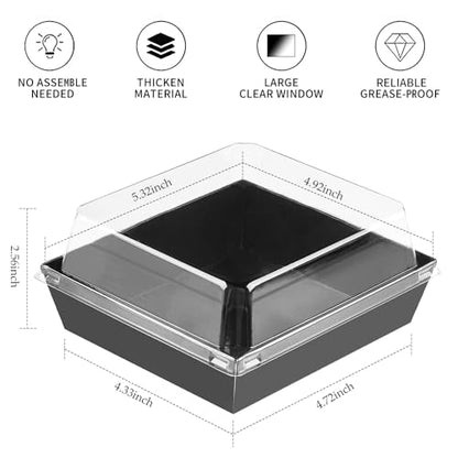 Ocmoiy Charcuterie Boxes with Clear Lids, 5 Inches, 50 Pack, Black - color: Black