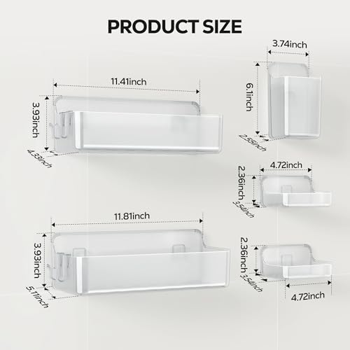 Nieifi Adhesive Shower Shelves, Clear, 5 Pieces - color: A-Clear, size: 5 pieces