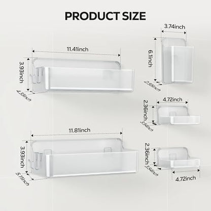 Nieifi Adhesive Shower Shelves, Clear, 5 Pieces - color: A-Clear, size: 5 pieces