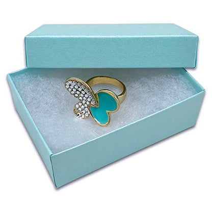 TheDisplayGuys 100 Cardboard Jewelry Gift Boxes with Inserts - Turquoise