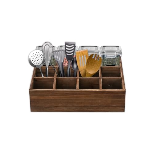 Rustic Wooden Crates for Storage 16 X 12 Inches, Carrying Handles - color: Wood (Each Slot: 3.54")
