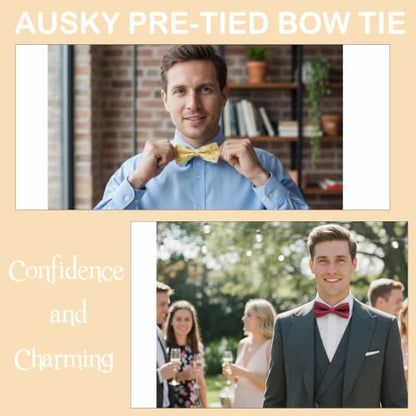 AUSKY 8 PACKS Elegant Adjustable Pre-tied Bow Ties for Men Boys (1&4&5&6&8 Pack for option) - color: Mixed Color