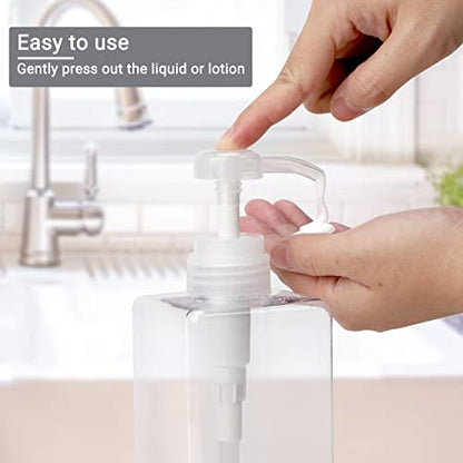Suream 450ml/15oz Shampoo and Conditioner Dispenser, 3Pack Clear Empty Pump Bottles Reusable Refillable for Shower Gel, Conditioner, Lotion, Massa - color: Clear, size: 450ml/3pc