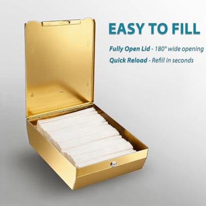 Commercial Paper Towel Dispenser Gold - Multifold Paper Towel Dispenser Wall Mount, High Capacity Stainless Steel Tissue Holder, Suitable for Bathrooms and Public Places - color: D-391 Gold