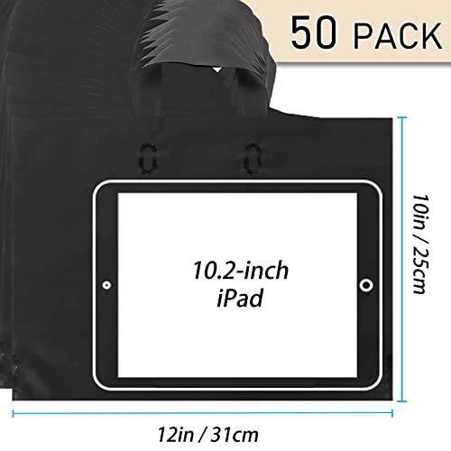 Thank You Merchandise Bags - Soft Loop Handle Black 50Pcs 10x12In - color: Black, style: 10x12 in