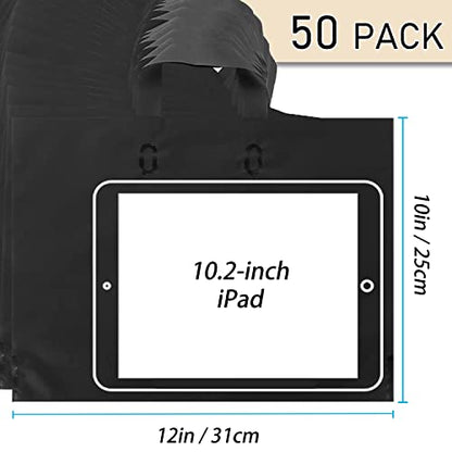 Thank You Merchandise Bags - Soft Loop Handle Black 50Pcs 10x12In - color: Black, style: 10x12 in