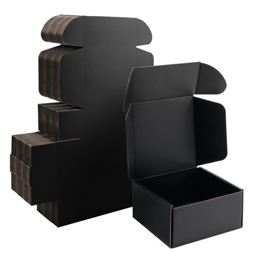 6x6x3 inch Black Shipping Boxes for Small Business- Set of 25 - color: Black, size: 6x6x3
