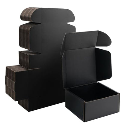 6x6x3 inch Black Shipping Boxes for Small Business- Set of 25 - color: Black, size: 6x6x3