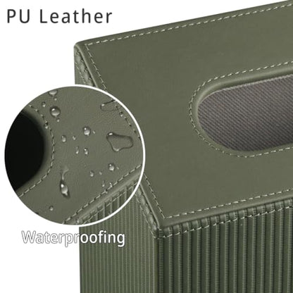 PU Leather Tissue Box Cover for Kleenex Hand Towels, Versatile Design for Countertops and Towel Racks - color: Green