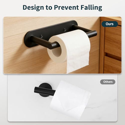 304 Stainless Steel Toilet Paper Holder Wall Mounted Double Post Swivel Tissue Holder No Drilling Bathroom Paper Towel Dispenser Anti-Vibration for RV Commercial Bathroom Matte Black - color: Black