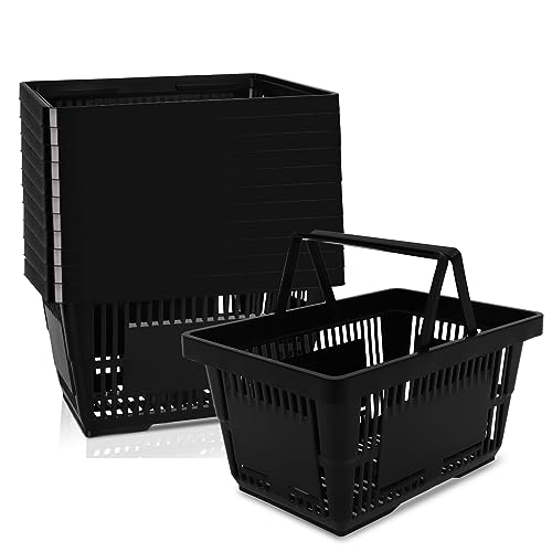 12PCS 21L Shopping Basket With Plastic Handles, Portable Grocery Basket