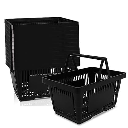 12PCS 21L Shopping Basket With Plastic Handles, Portable Grocery Basket